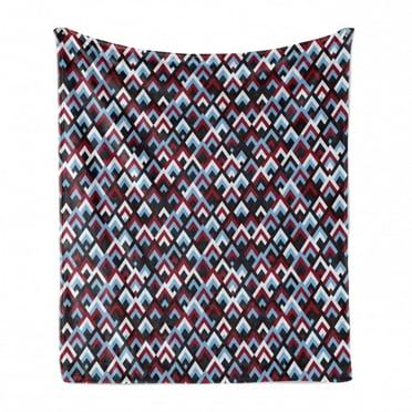 Abstract Soft Flannel Fleece Throw Blanket, Geometric Triangle Shaped Modern in Gradient Tones Image, Cozy Plush for Indoor and Outdoor Use, 60" x 80", Pale Blue Maroon, by Ambesonne