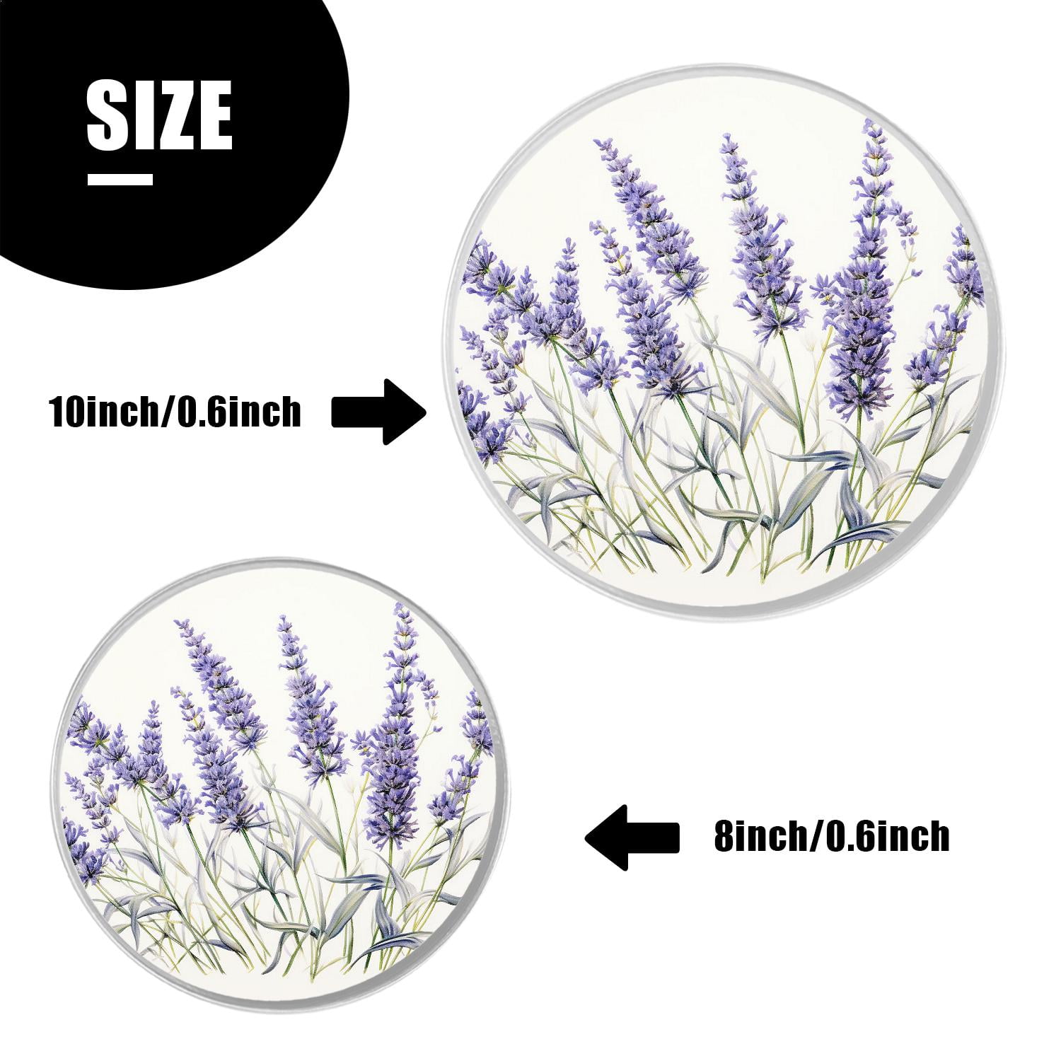Stove Burner Covers 4 Pcs for Decorative Gas Stove Burner Cover 8Inch And 10Inch ,Lavender Flower Watercolor White pattern