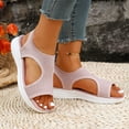 thumbnail image 4 of Rokment Women's Sparkly Rhinestones Comfortable Walking Sandals Slip on Air Cushion Arch Support Wedge Slingback Open Toe Platform Summer Shoes Breathable Beach Footwear Pink Size 9.5, 4 of 7