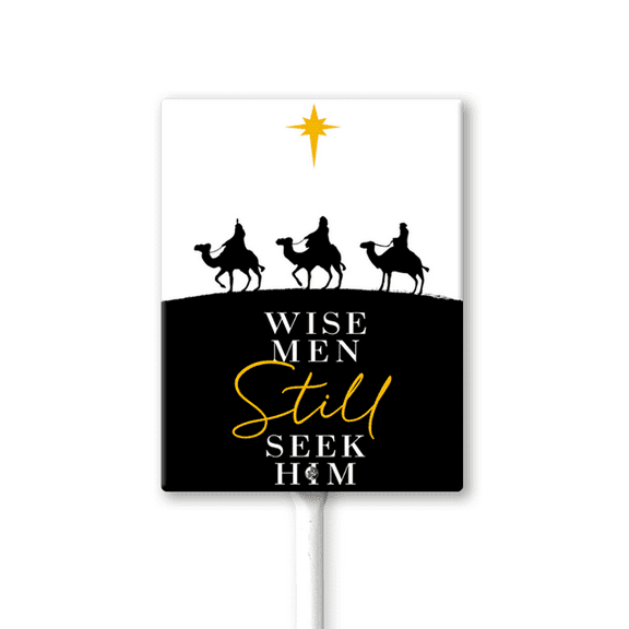 Christmas Yard Signs with Metal Stakes, 8×12 Inch Christmas Decorations Outdoor Yard, Wise Men Still Seek Him Holiday Xmas Garden Yard Supplies for Winter Party Outdoor Front Yard Lawn