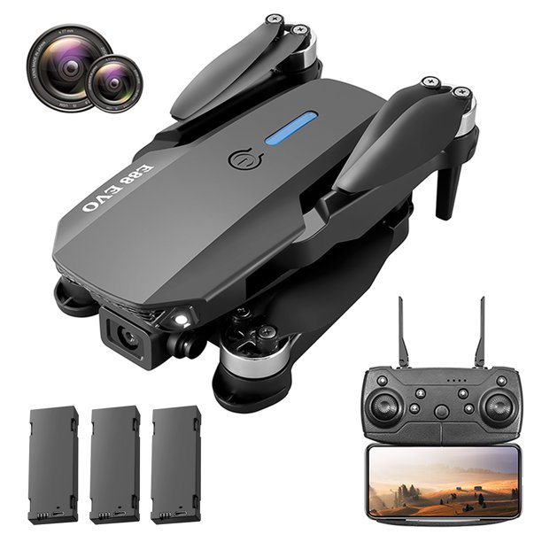 Helicóptero FPV 2.4G Motor sin escobillas Cámara dual para niños (3 baterías) Negro