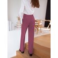 thumbnail image 5 of SCHUHLAND Women's High Waisted Dress Pants - Elegant Solid Ankle Trousers, Professional Straight Leg Business Casual Slacks with Button Detail, 5 of 9