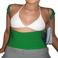 thumbnail image 2 of EIMELI Haut Court Dos Nu pour Femmes Manches Courtes Creux Pull Slim Découpé T-Shirt Fête Mode Urbaine Rouge S, 2 of 8