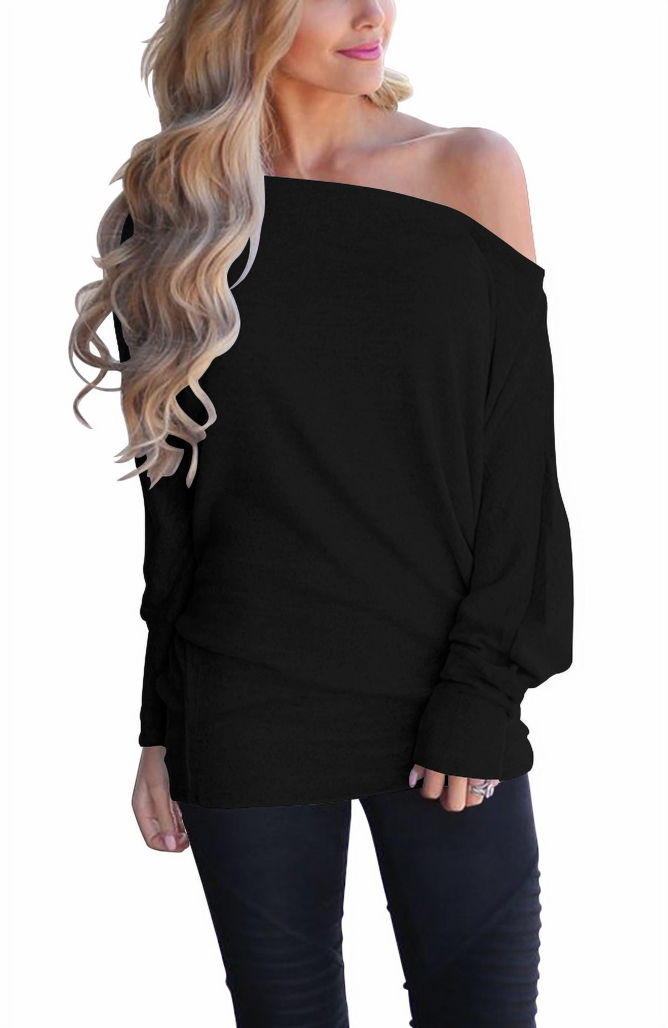 LACOZY Off The Shoulder Tops Batwing Sleeve Oversized Tunic female ...