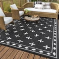thumbnail image 2 of Volkmi Reversible Geometric Outdoor Rug – Waterproof, UV Resistant Low-Pile Plastic Mat for Patio, Garden, Camping, Easy to Clean, Large 8x10 ft, Black/White, USA Specs, 2 of 13