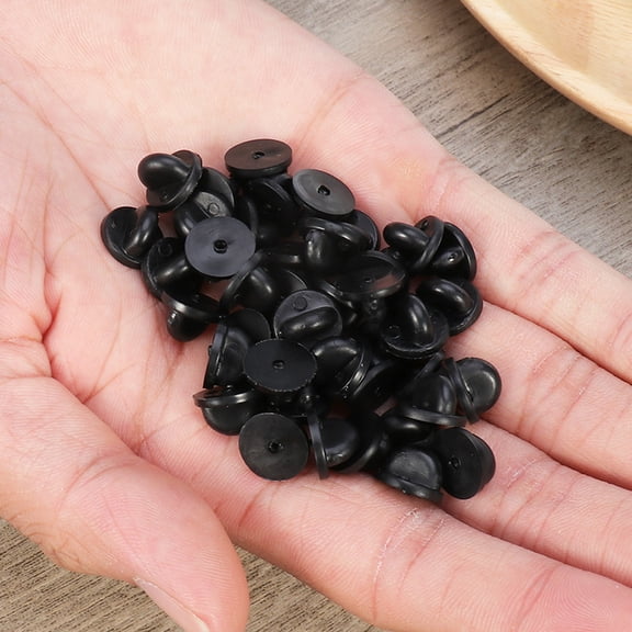 ibasenice 200 Pieces Black Plastic Pin Back Caps Replacement for Lapel Pins, Tie Tacks, and Badge Fasteners