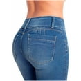thumbnail image 6 of Lowla 21858 Women High Waisted Butt Lifting Skinny Jeans Colombianos with Wide Waistband Blue 5, 6 of 6