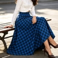 thumbnail image 5 of Jovrlynd Plaid Skirts for Women A Line High Waist Pleated Midi Skirts with Pockets Trendy Western Fall Flared Long Skirts, S-3XL, 5 of 9