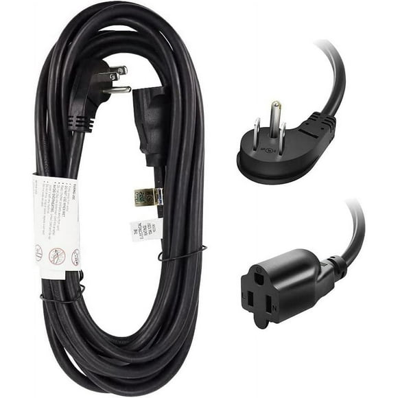 EP 10 Ft Flat Plug Extension Cord, 16 AWG 3 Prong Grounded Black Low Profile Extension Cable for Indoor, UL Listed