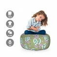 thumbnail image 2 of Floral Storage Toy Bag Chair, Round Ornamented Motif with Spring Flowers, Stuffed Animal Organizer Washable Bag, Small Size, Olive Green Lilac, by Ambesonne, 2 of 3