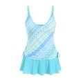 thumbnail image 7 of TTUHYWXI Tankini Swimdress for Women 2025 Two Piece Floral Swim Tops Ruffle Mini Dress with Biikini Bottom Modest Swimwear (Light Blue, XL), 7 of 7
