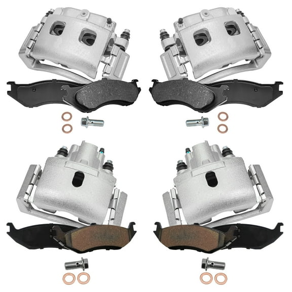 Detroit Axle - Brake Kit for 2002-2005 Dodge Ram 1500, 05-06 Dodge Durango, Front and Rear Disc Brake Calipers Ceramic Brake Pads 2003 2004 Replacement