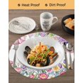 thumbnail image 3 of 15 Inch Round Placemats Set of 6, Watercolor Flowers Non Slip Heat Insulation PP Table Mats, Spring Hummingbird Butterflly Floral Washable Place Mats for Kitchen Dining Party Table Decor, 3 of 7