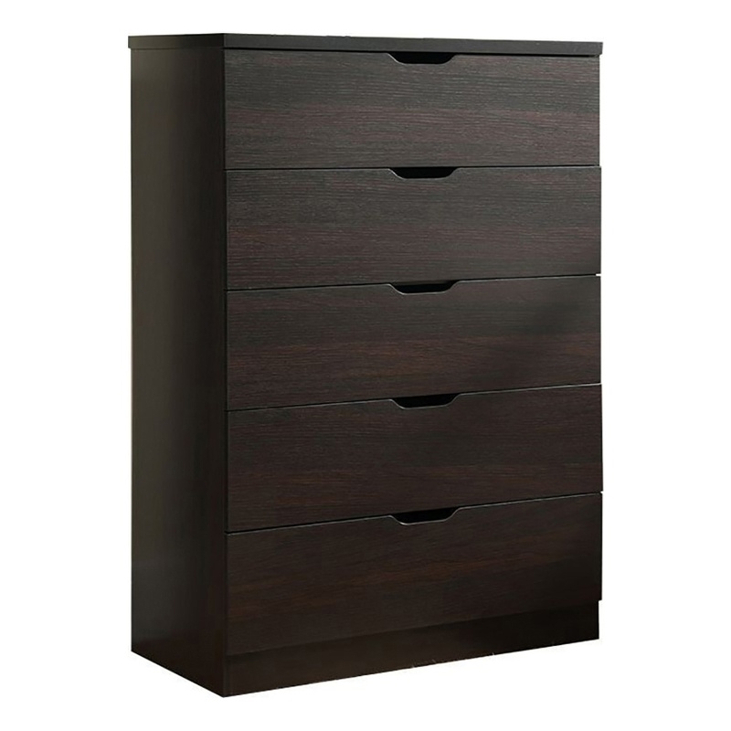 Smart Home Furniture 5Drawer Contemporary Wood Utility in Red Cocoa