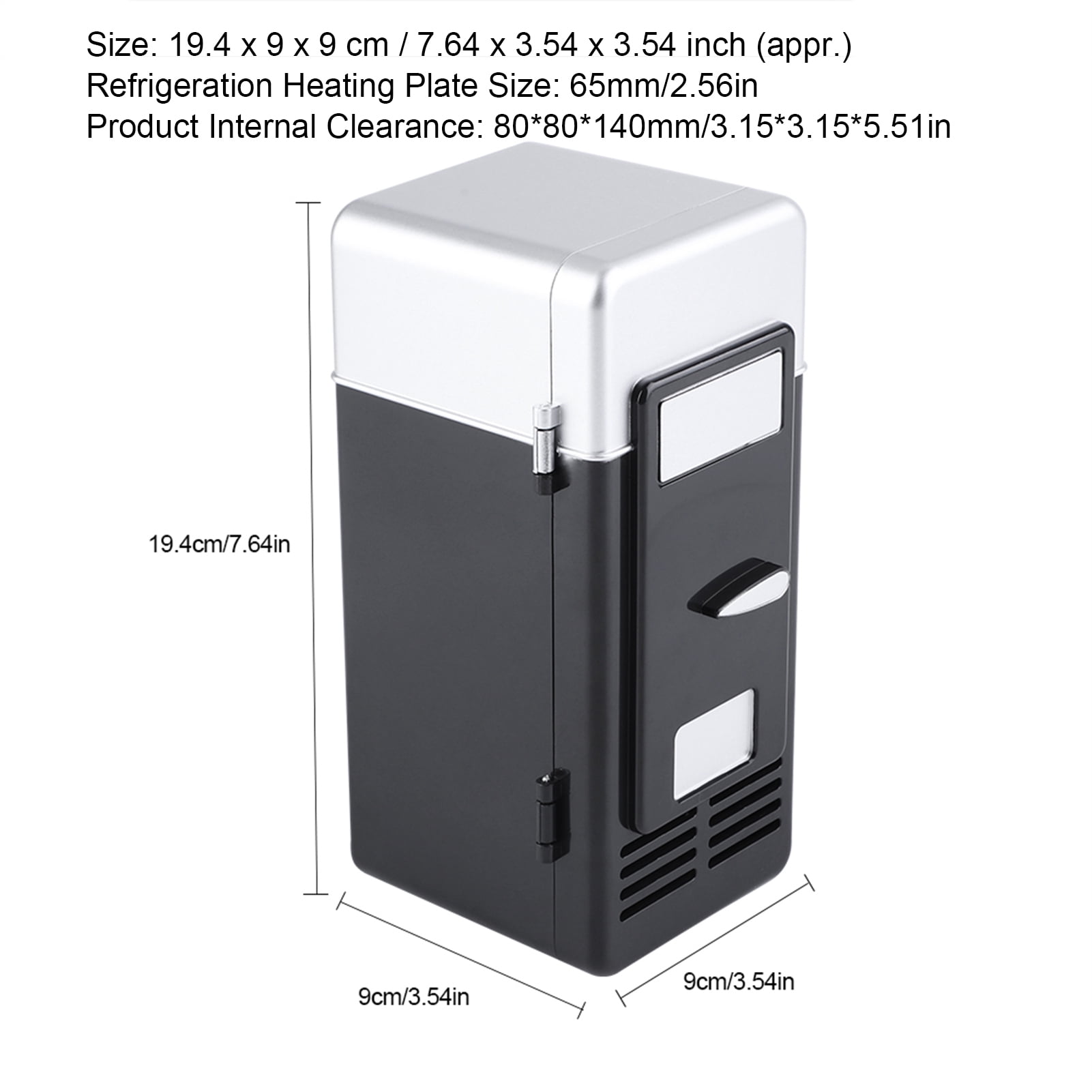 Mini USB Fridge,LED Compact Portable Skin Care Refrigerator USB Refrigerator Drinks Beverage Cans Refrigerator and Heater for Home, Office, Car and College Dorm Room[black]