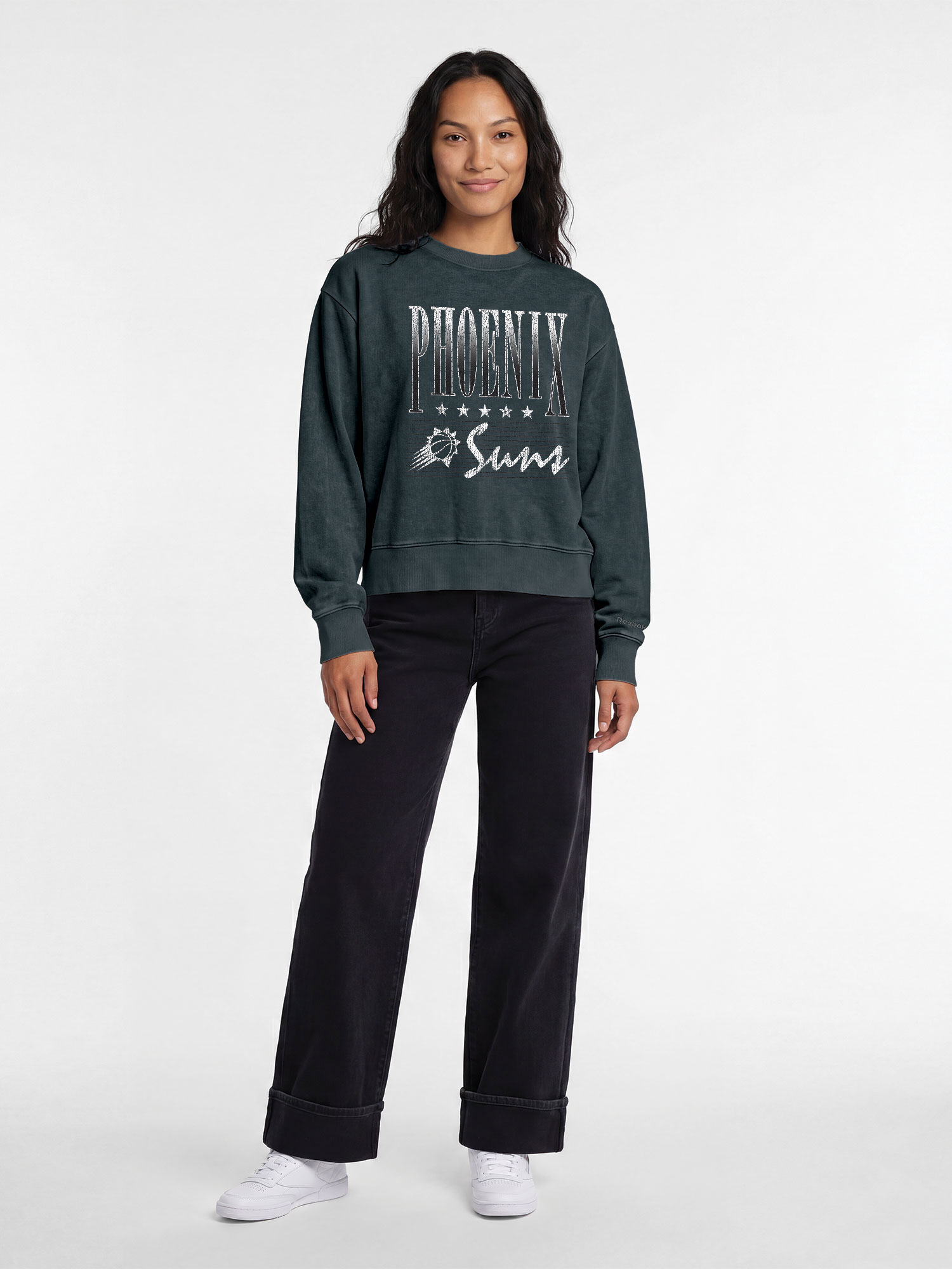 Phoenix Suns Reebok Womens Denim Wash Mock Neck Sweatshirt