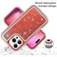 thumbnail image 5 of Case for iPhone 15 Pro Max,Military Grade 3 in 1 Hybrid Glitter Liquid Quicksand Moving Stars Sparkle Flowing Shockproof Protective Phone Case for iPhone 15 Pro Max,6.7 inch (Red), 5 of 10