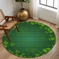 thumbnail image 2 of Round Rug 5Ft Washable Non-Slip, St. Patrick's Day Circle Area Rugs for Living Room Bedroom, Green Shamrock Wooden Grain Spring Indoor Floor Mats Carpet Runner for Home Decor Aesthetic, 2 of 8