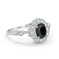thumbnail image 2 of Oval Art Deco Bridal Ring Black CZ 925 Sterling Silver Size 11, 2 of 3