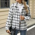 thumbnail image 5 of JUUNthy Women's Plaid Shacket, Lapel Collar Long Sleeve Button Down Fall Winter Fashion Jacket Outerwear Purple S, 5 of 15