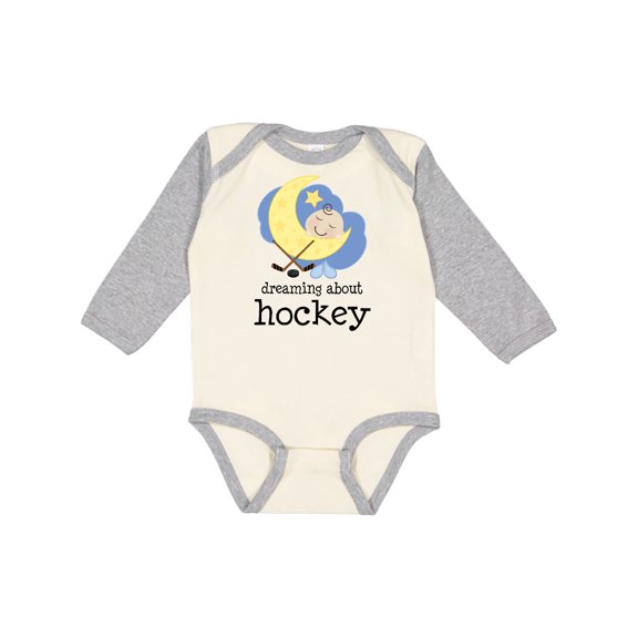 Inktastic Dreaming About Hockey Boys or Girls Long Sleeve Baby Bodysuit