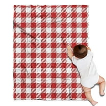 Red and White Plaid Pattern Blanket,Comfortable Soft Flannel Throw Blanket,All Season,Warm Lightweight Blankets for Sofa Bed Couch Living Room Chair,30"x40"