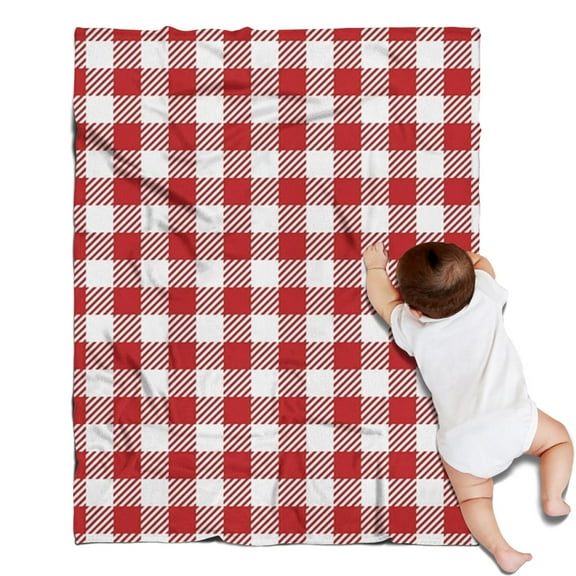 Red and White Plaid Pattern Blanket,Comfortable Soft Flannel Throw Blanket,All Season,Warm Lightweight Blankets for Sofa Bed Couch Living Room Chair,30"x40"