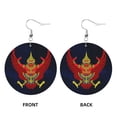 thumbnail image 2 of Round Leathe Dangle Earrings For Women Thailand National Emblem Circle Shape Drop Earrings Jewelry, 2 of 6
