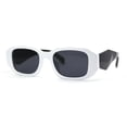 thumbnail image 4 of Womens Dimensional Geometric Diamond Cut Mod Rectangle Sunglasses White Black, 4 of 4