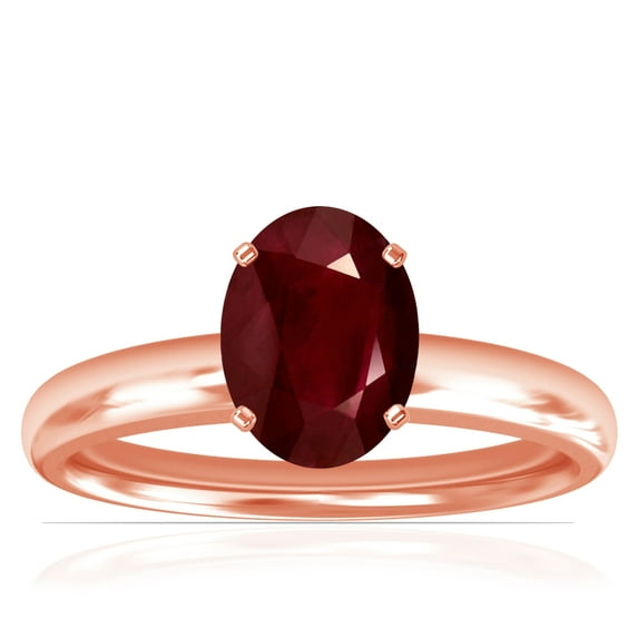 GemsNY July Birthstone - Traditional Oval Ruby Solitaire Ring (Grade - AA | 1.00cts.)
