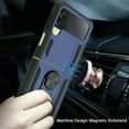 thumbnail image 2 of for Samsung Galaxy Z Flip 3 5G Phone Case Magnet Mount Ready Slip Guard Grids Pattern Ring Kickstand Hybrid Slim Shock Bumper Cover, 2 of 4