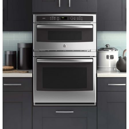 GE Profile - 30" Built-In Single Electric Convection Wall Oven with Built-In Microwave - Stainless Steel