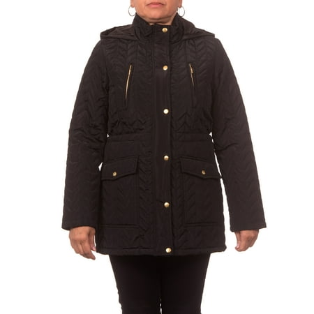 - Women's Midweight Chevron Quilt Hooded Anorak