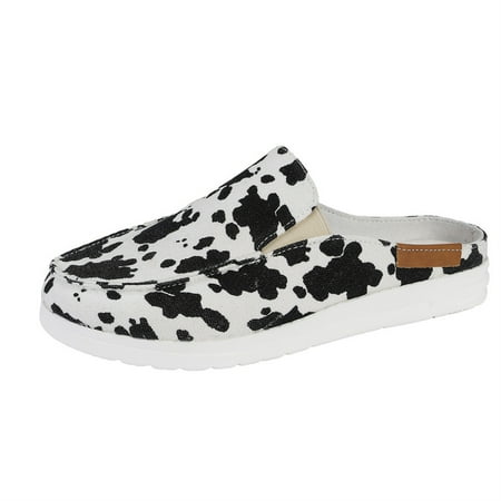 

Women s Casual Canvas Shoes Half Wrapped Slippers Summer Slip-on Walking Shoes 42 Black Wihte