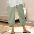 thumbnail image 4 of Capri Pants for Women,Women's Vintage Wide Leg Pants Striped Harem Pants Summer Elastic Waist Capris Casual Lightweight Baggy Cropped Pants, 4 of 6
