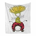 thumbnail image 1 of Cartoon Soft Flannel Fleece Throw Blanket, Flower Fairy and Ladybug Hand Drawing Doodle Funny Fantasy Characters Artwork, Cozy Plush for Indoor and Outdoor Use, 50" x 60", Multicolor, by Ambesonne, 1 of 6