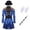 Blue, variant on Ticikt Girls 4pcs Modern Jazz Dance Leotard Dress SetLong Sleeve Bowtie Tuxedo Circus Ringmaster Party