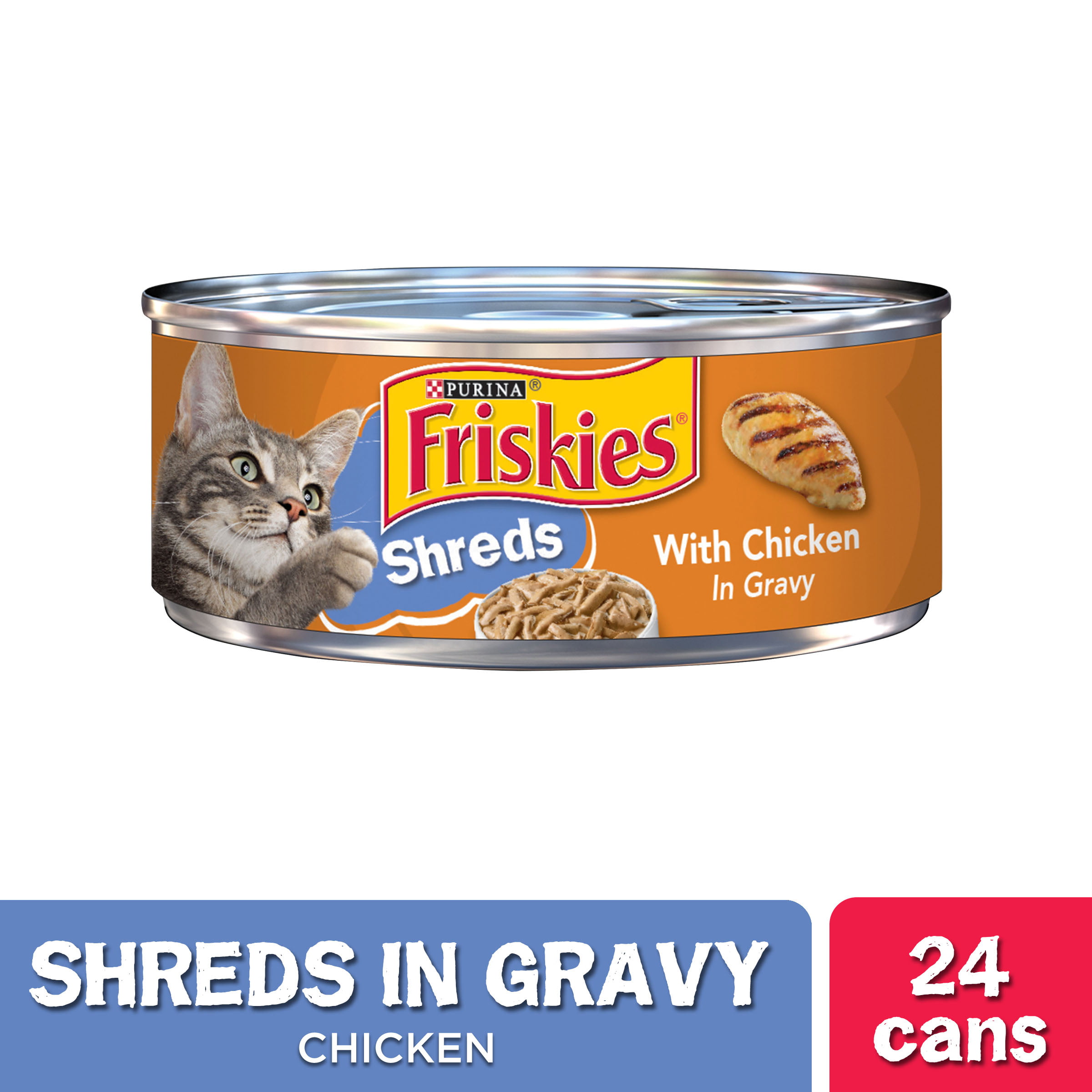 (24 Pack) Friskies Gravy Wet Cat Food, Shreds With Chicken, 5.5 oz