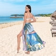 thumbnail image 6 of FORMRS Womens Long Sarong Beach Wrap Semi-Sheer Bikini Skirt Bathing Swimsuit Cover Up, Purple Seaside, 6 of 7