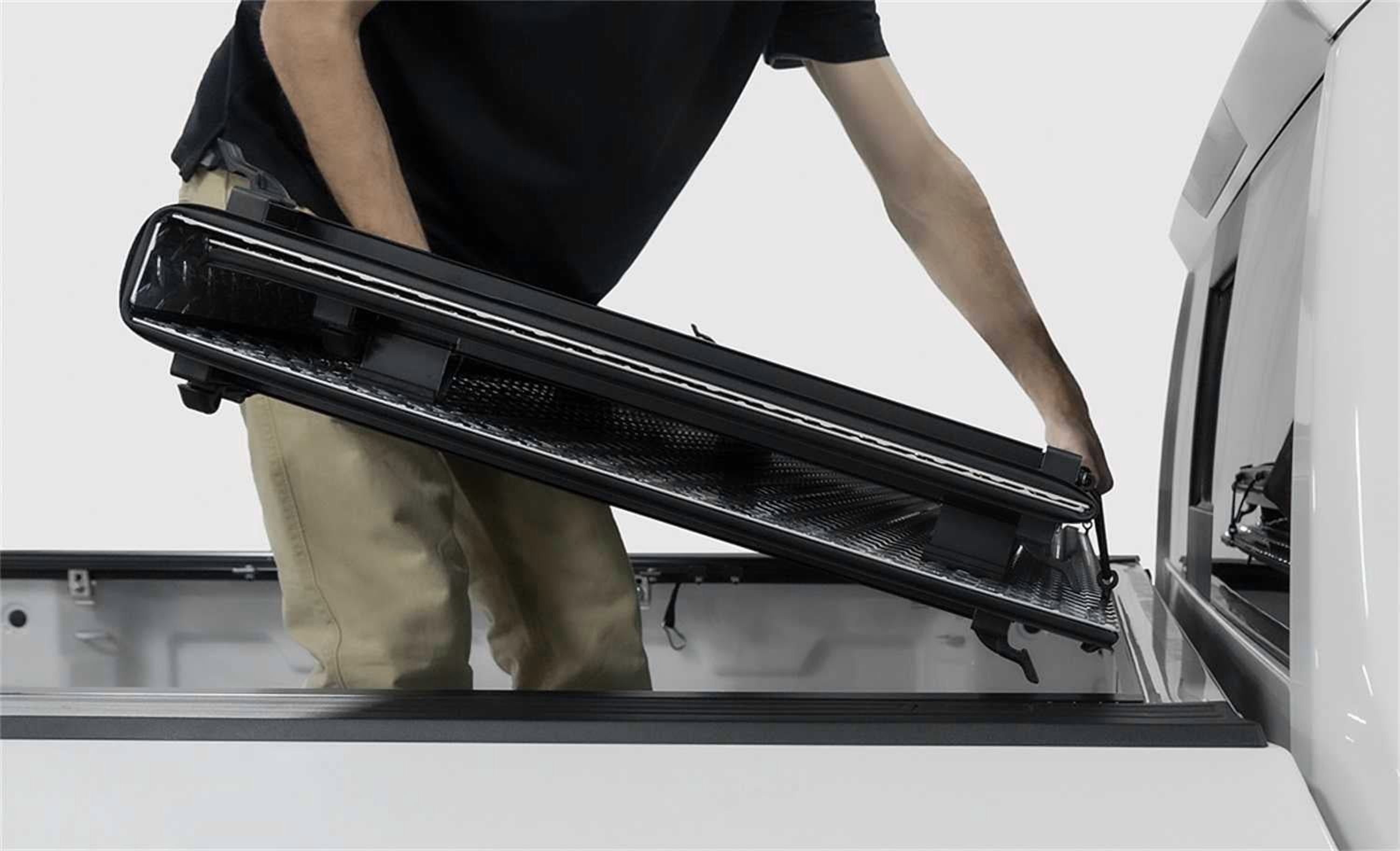 ACI LED Lights B3010079 LOMAXTM Hard Tri-Fold Cover, Black Urethane Finish Single Rail