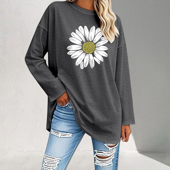 Active Tops Women Solid T Shirt Women Woman's Shirts Solid Color Tops for Women Short Sleeve Long Sleeve Compression Shirts for Women Long Sleeve Tee for Women Oversized Tees for Gray XL