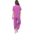 thumbnail image 2 of Fruit of the Loom Women's Pipped Button Down Sleep Set, Radiant Orchid, Medium, 2 of 6