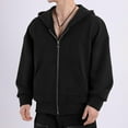 thumbnail image 2 of ZHOUCHANKIDS Men's Classic Full Zip Hoodie - Solid Color Casual Hooded Sweatshirt Cardigan Jacket with Pockets Warm Skin Friendly Thick Wearable Jacket Coat Black, 2 of 8