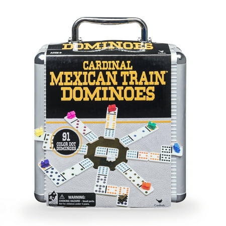Mexican Train Dominoes Game in Aluminum Carry