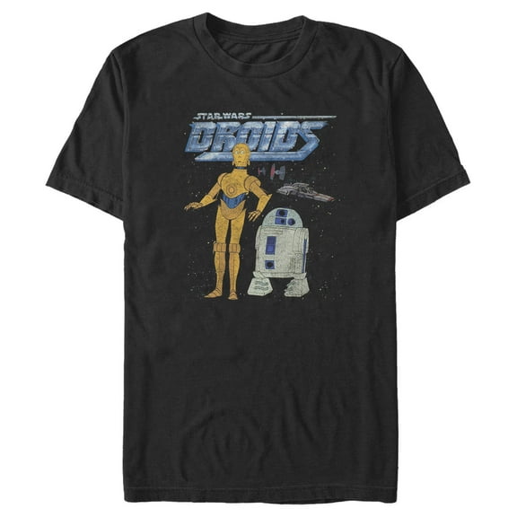 Men's Star Wars: A New Hope R2-D2 and C-3PO Droids in Space Graphic T-Shirt