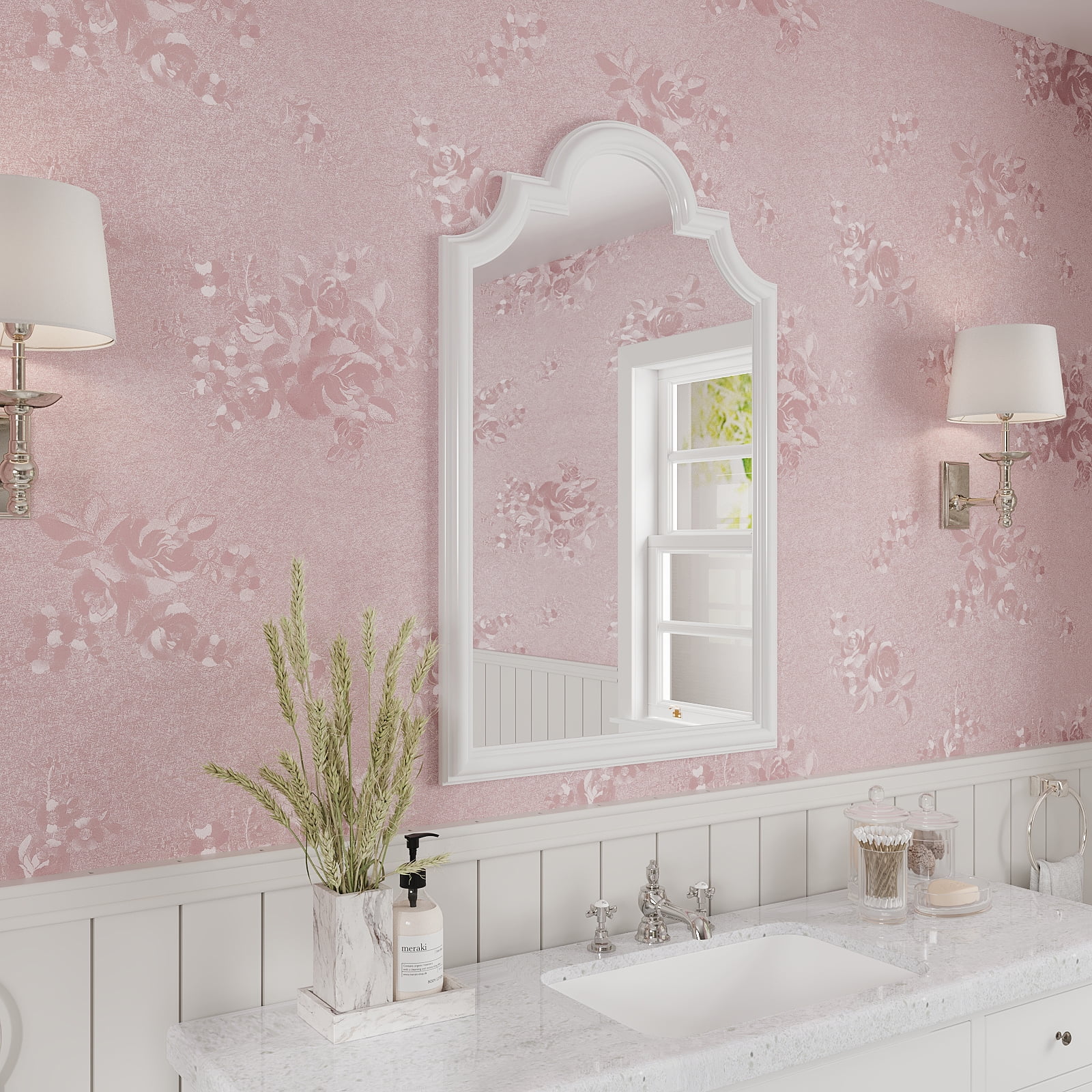 VEELIKE Light Pink Wallpaper Peel and Stick Wallpaper for Bedroom 15.7"x354" Self Adhesive Pink Floral Wallpaper for Cabinets Drawers Pink Contact Paper Removable Textured Vinyl Wallpaper for Walls