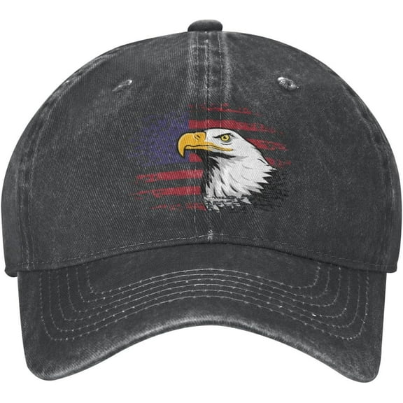 USA Eagle Cool Flag Distressed Adjustable Washed Denim Low Profile Mens Dad Trucker Hat Baseball Ball Cap for Men