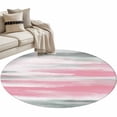 thumbnail image 2 of Pink Grey Ombre Round Rugs 3.3ft, Abstract Art Oil Painting Modern Non Slip Washable Rug Runner, Low Pile Indoor Floor Carpet Mat Bathroom Rugs for Living Room, Bedroom, Kids Room, 2 of 9
