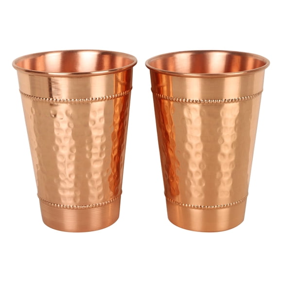 Juego de 2 Vasos para Beber de Cobre Martillado JYPR de 385 ml