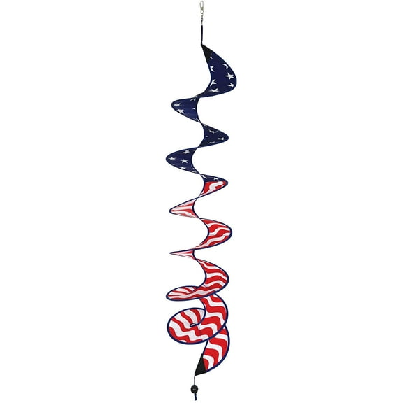 In the Breeze 5176 — 48" Stars and Stripes Curlie Spinner — Patriotic Outdoor Hanging Decoration